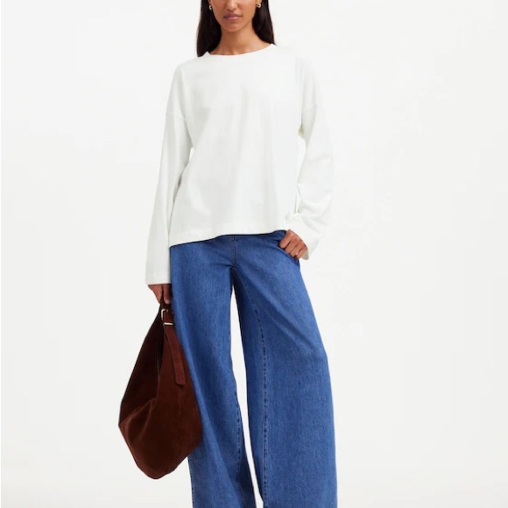 NWT Madewell White Crewneck Long-Sleeve
